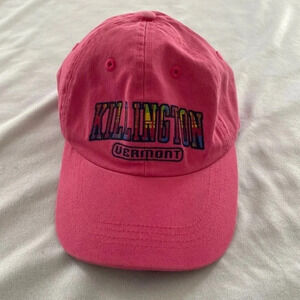 Killington Vermont pink baseball hat rainbow plaid lettering
